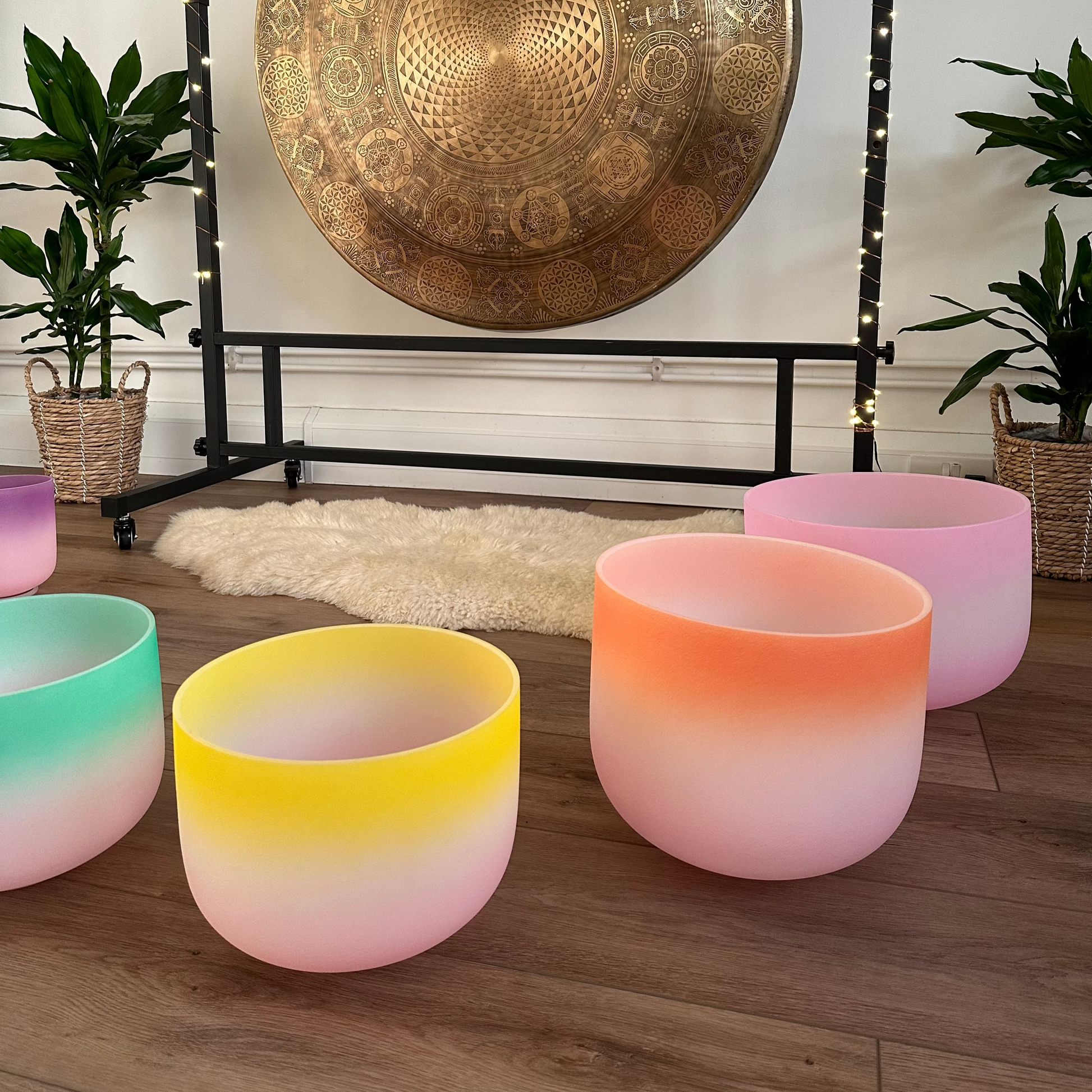 Pastel Two Tone colour crystal singing bowl set