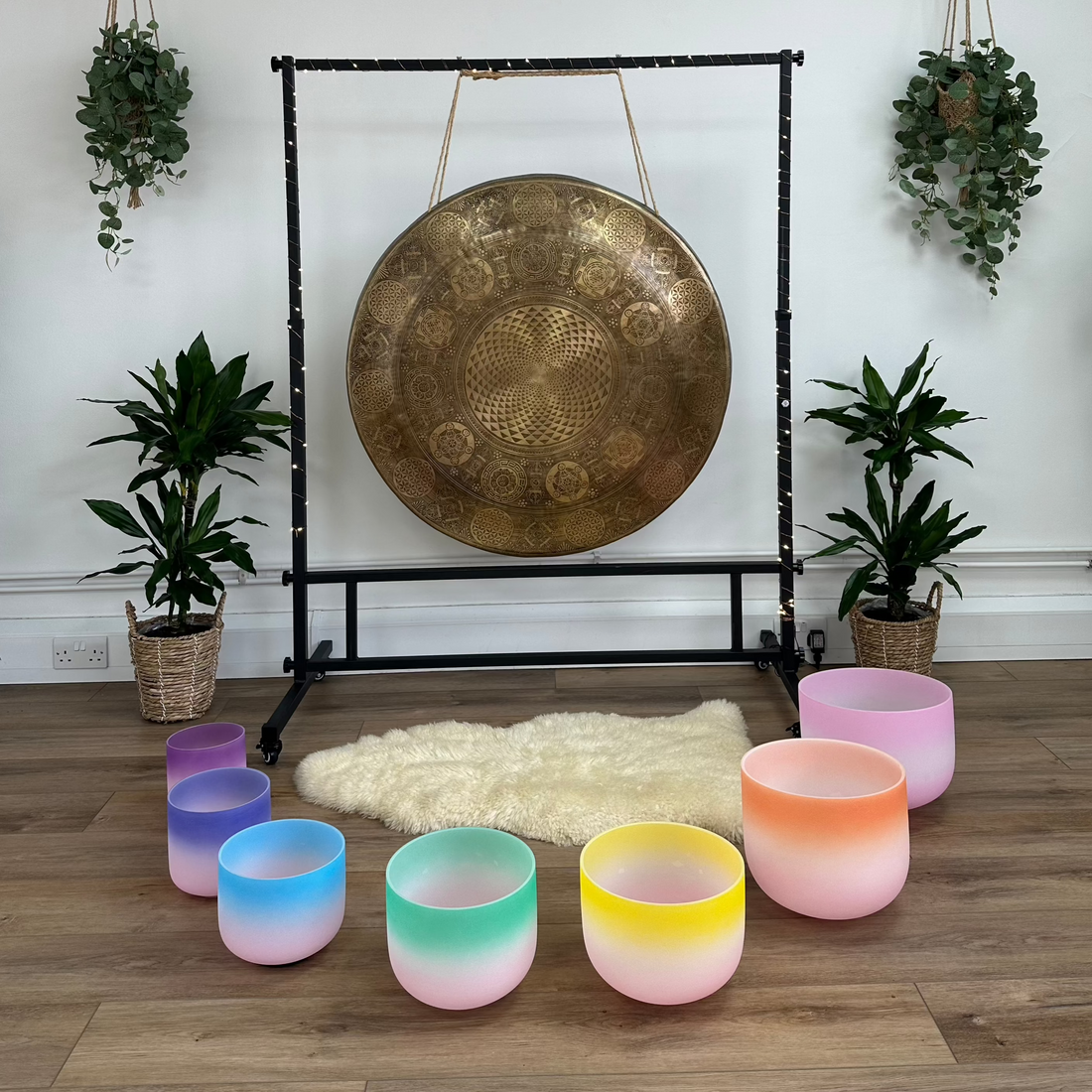 Two tone pastel chakra singing bowl set