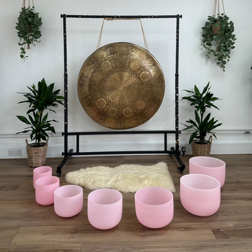 Light pink crystal singing bowls